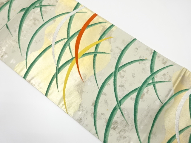 アンティーク　引箔　芝草模様織り出し袋帯（着用可）